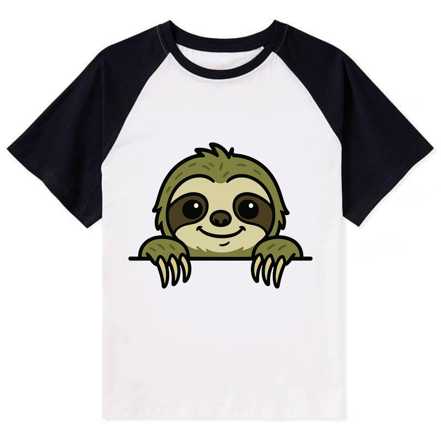 Sloth  - Contrast Raglan T-shirt - Black