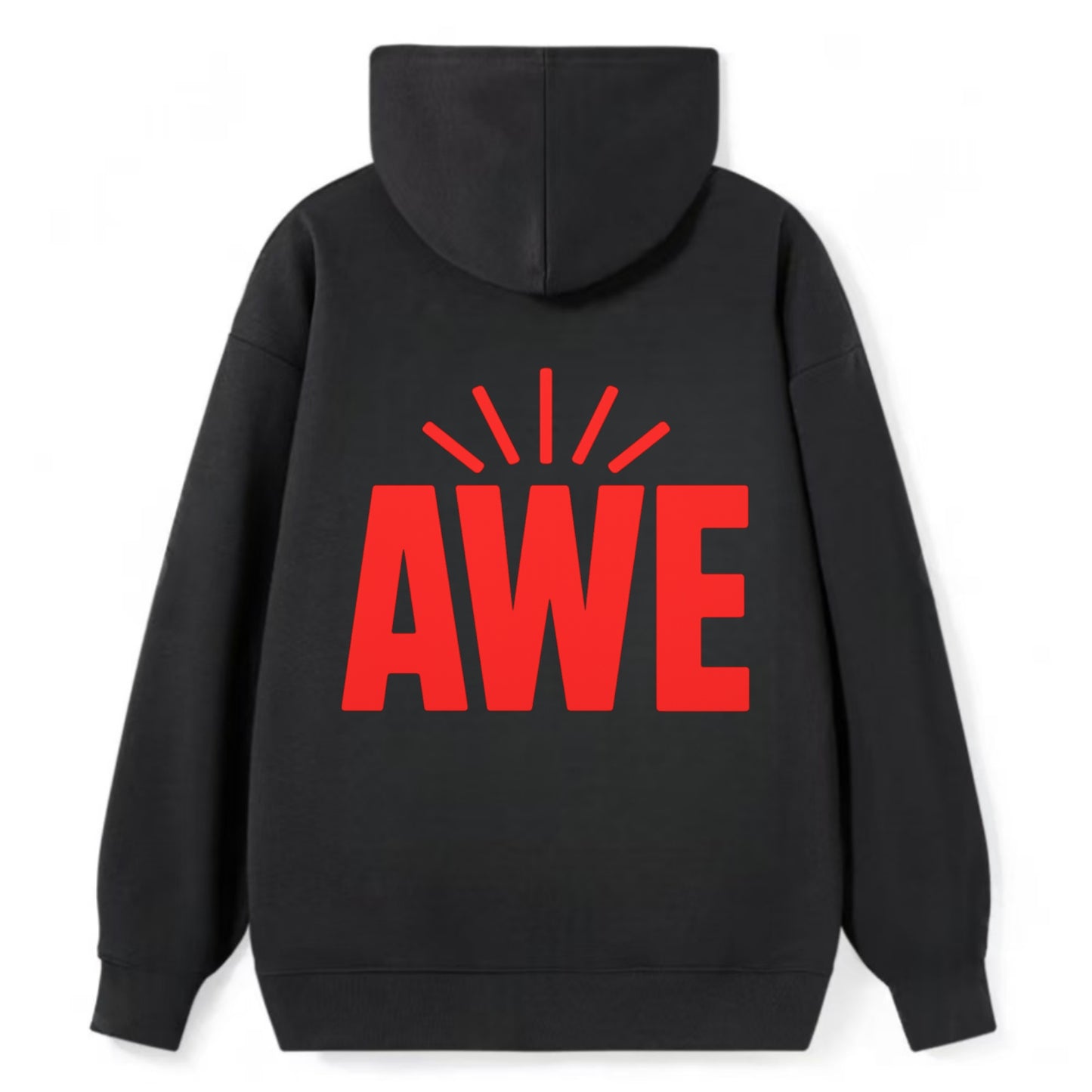 Bold typography design - "AWE" - overwhelming wonder - Classic Pullover Hoodie - Black