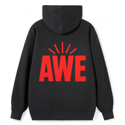 Bold typography design - "AWE" - overwhelming wonder - Classic Pullover Hoodie - Black