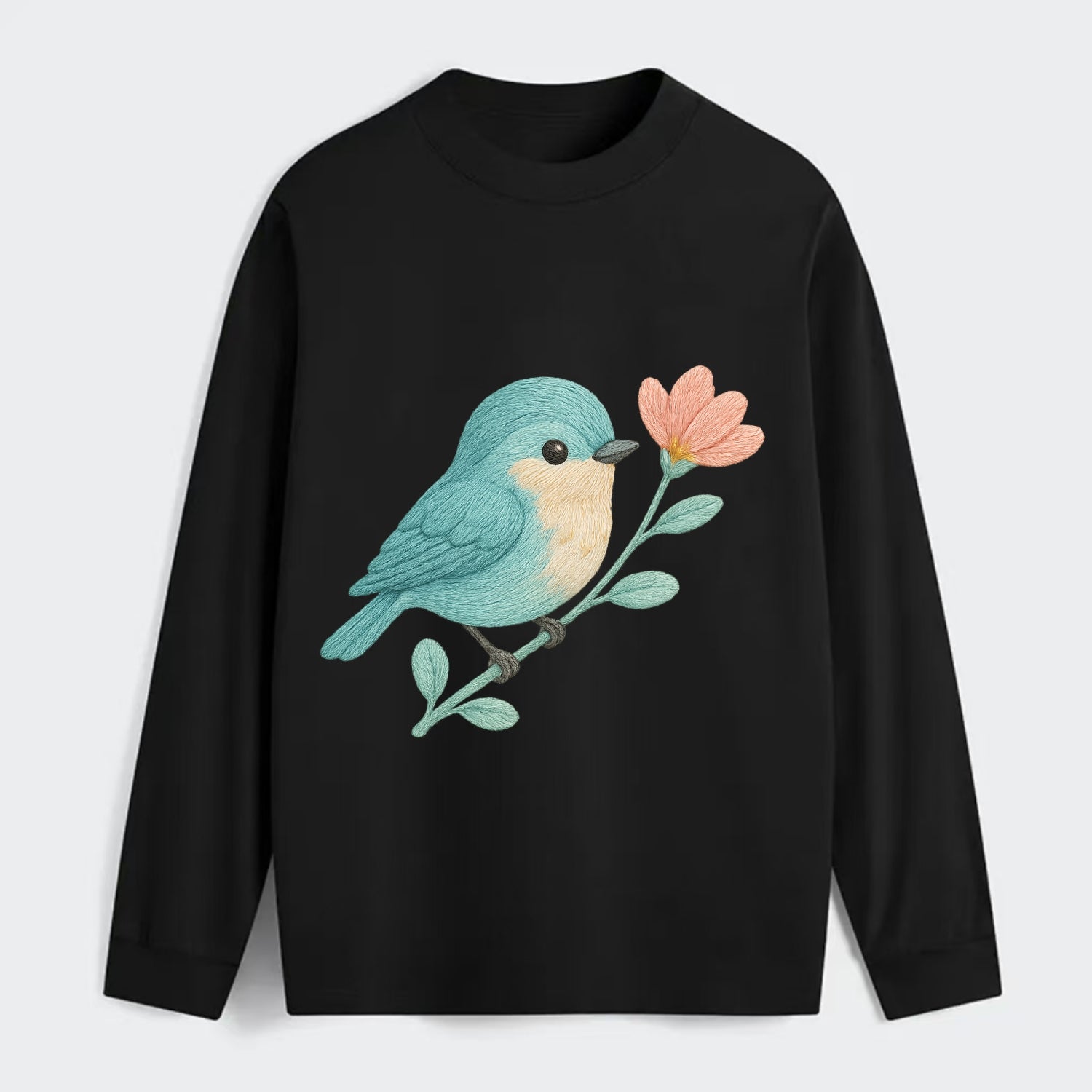 Aqua Chickadee - Classic Long Sleeve Shirt - Black
