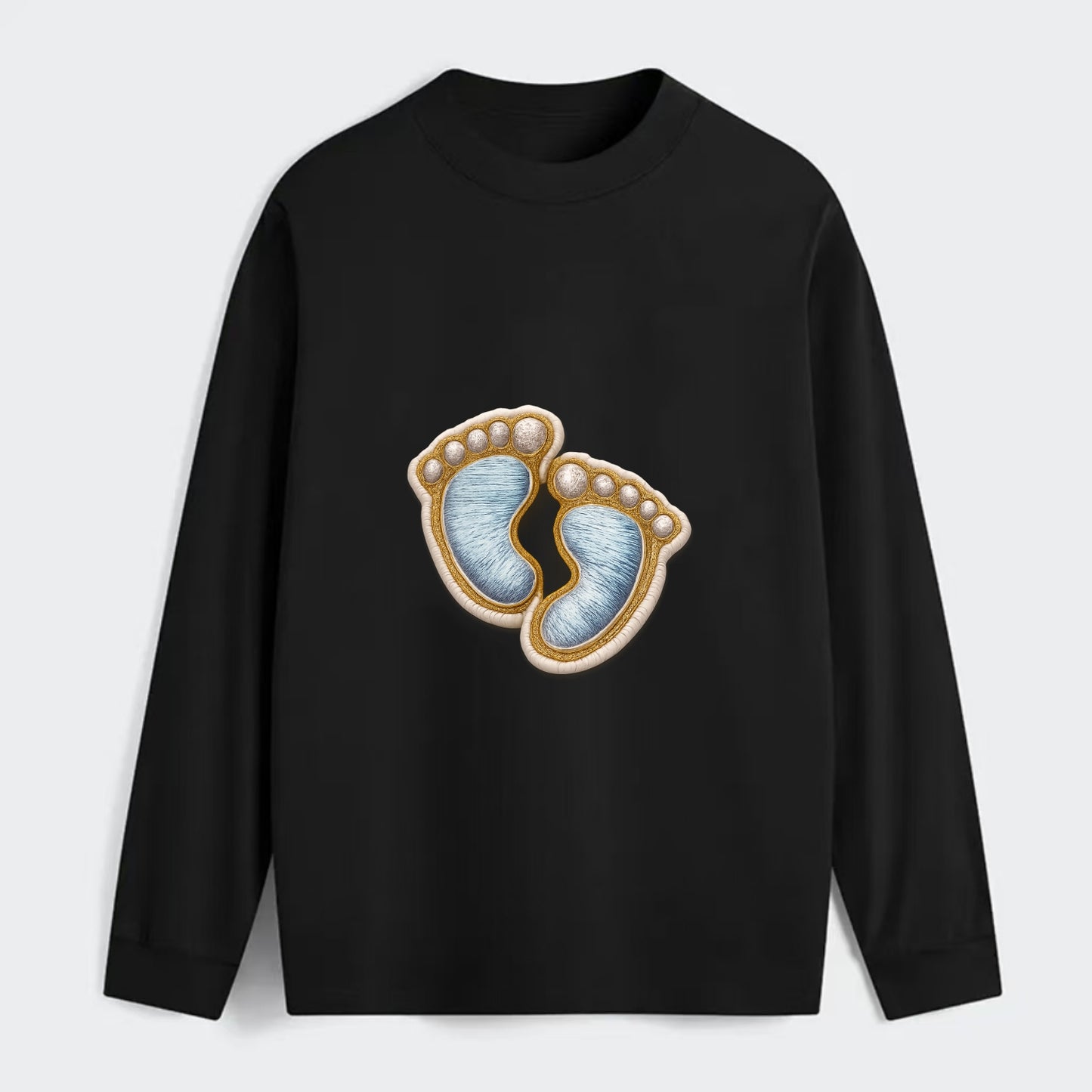 BABY FOOTPRINTS - tiny feet in pink or blue , newborn - Classic Long Sleeve Shirt - Black