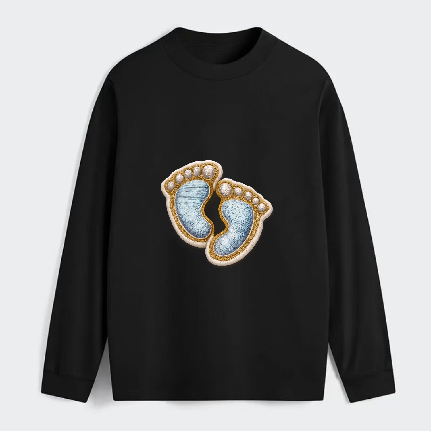 BABY FOOTPRINTS - tiny feet in pink or blue , newborn - Classic Long Sleeve Shirt - Black