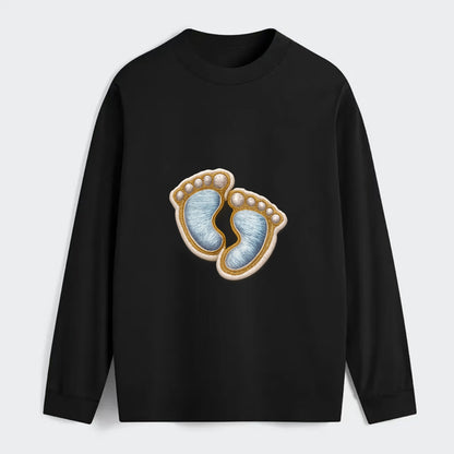 BABY FOOTPRINTS - tiny feet in pink or blue , newborn - Classic Long Sleeve Shirt - Black