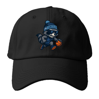 Memphis Raccoon wearing Grizzlies beanie with riverboat patch and - Baseball Cap For Big Heads - Black