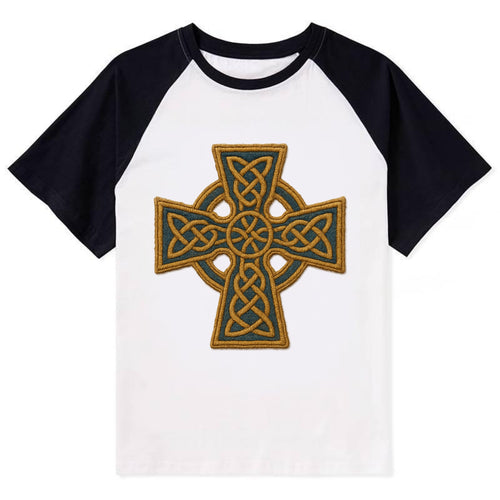 Book Of Kells Cross - Contrast Raglan T-shirt