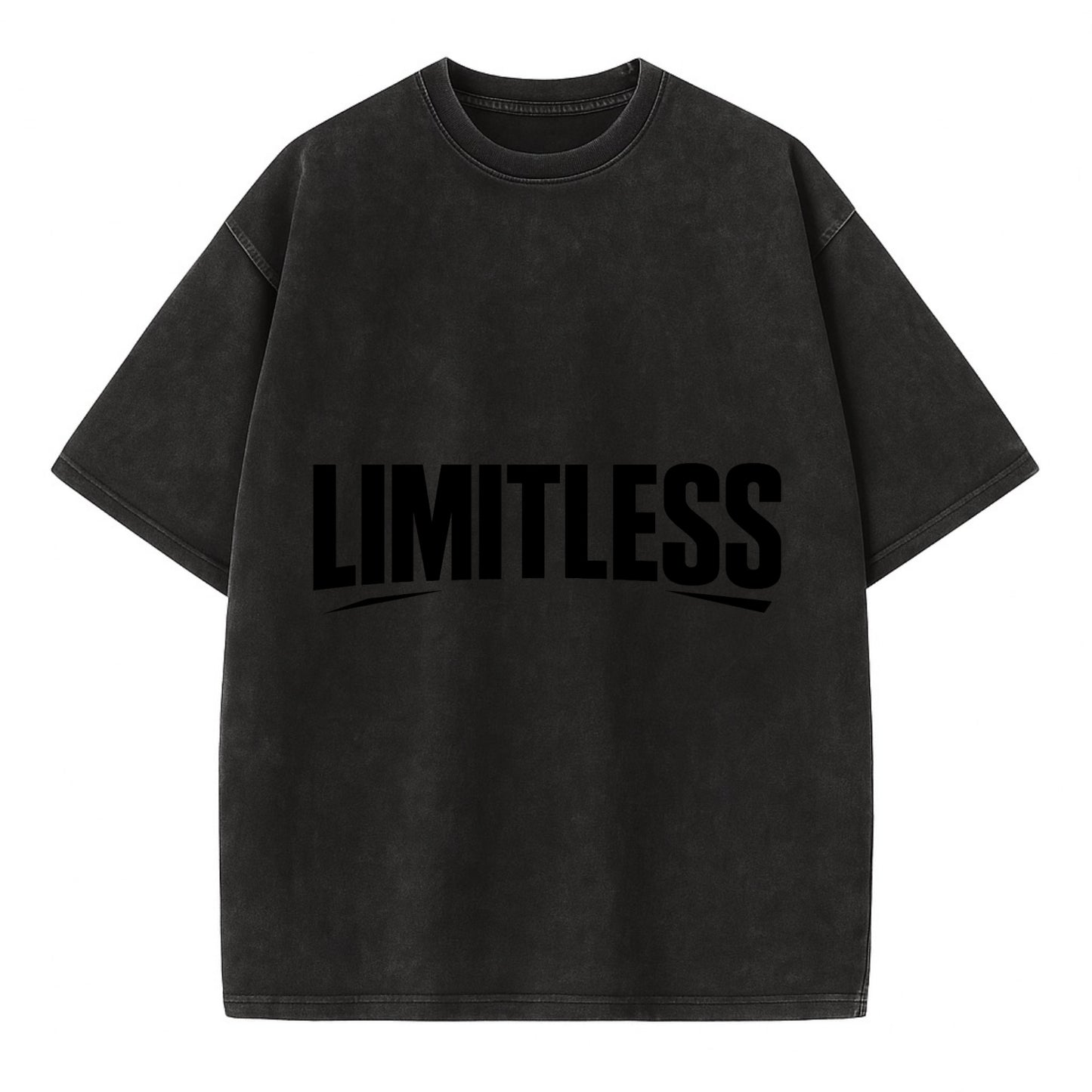 Bold typography design - "LIMITLESS" - no boundaries, infinite potential - Vintage T-shirt - Black