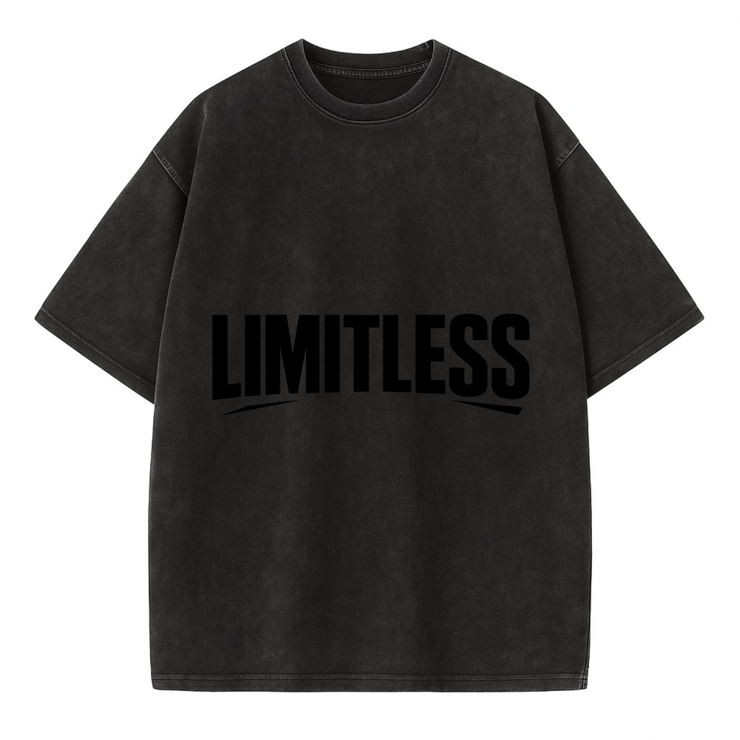 Bold typography design - "LIMITLESS" - no boundaries, infinite potential - Vintage T-shirt - Black