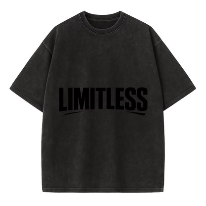 Bold typography design - "LIMITLESS" - no boundaries, infinite potential - Vintage T-shirt - Black