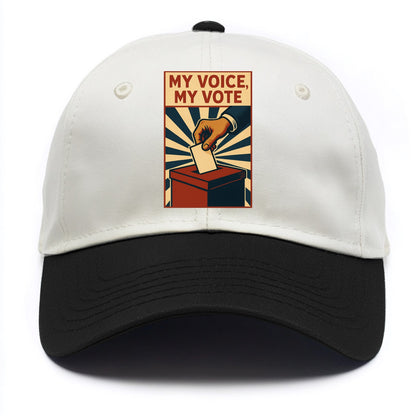 Hand dropping ballot into box with determination - "My Voice, My Vote" - individual - Two Tone Cap - Black