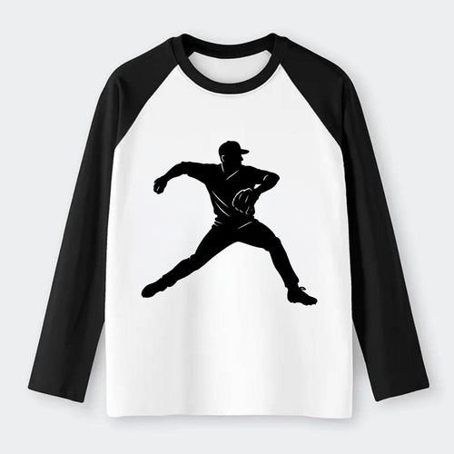 Baseball pitcher wind-up motion - Raglan Long Sleeve T-Shirt