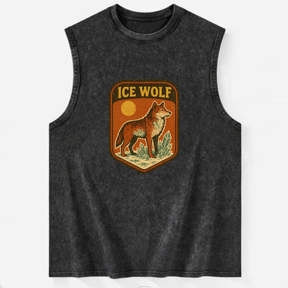 Ice Wolf Crystal  - Vintage Washed Tank - Black