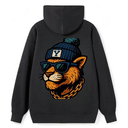 Provo Cougar wearing BYU beanie with Y patch - Classic Pullover Hoodie - Black