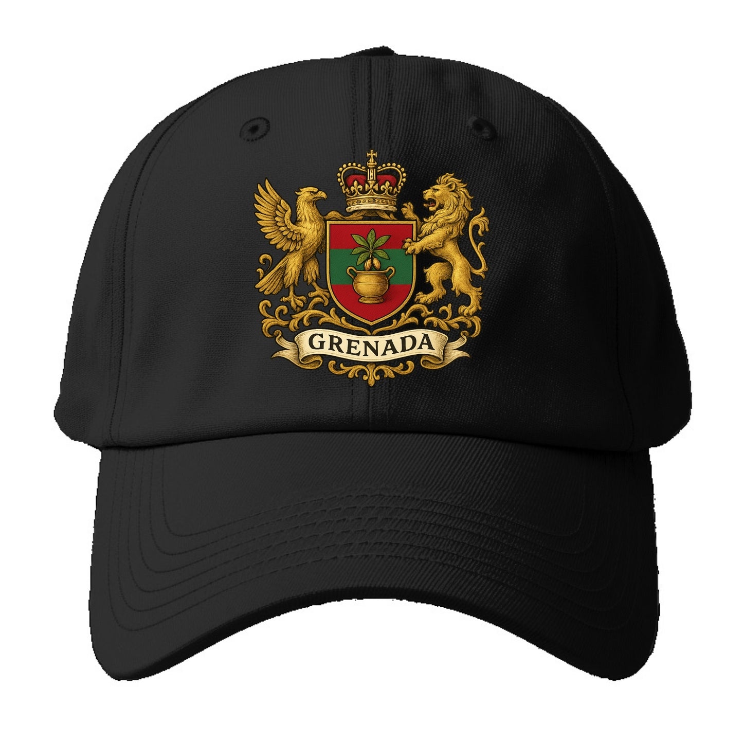 Grenada Heritage Badge  - Baseball Cap For Big Heads - Black