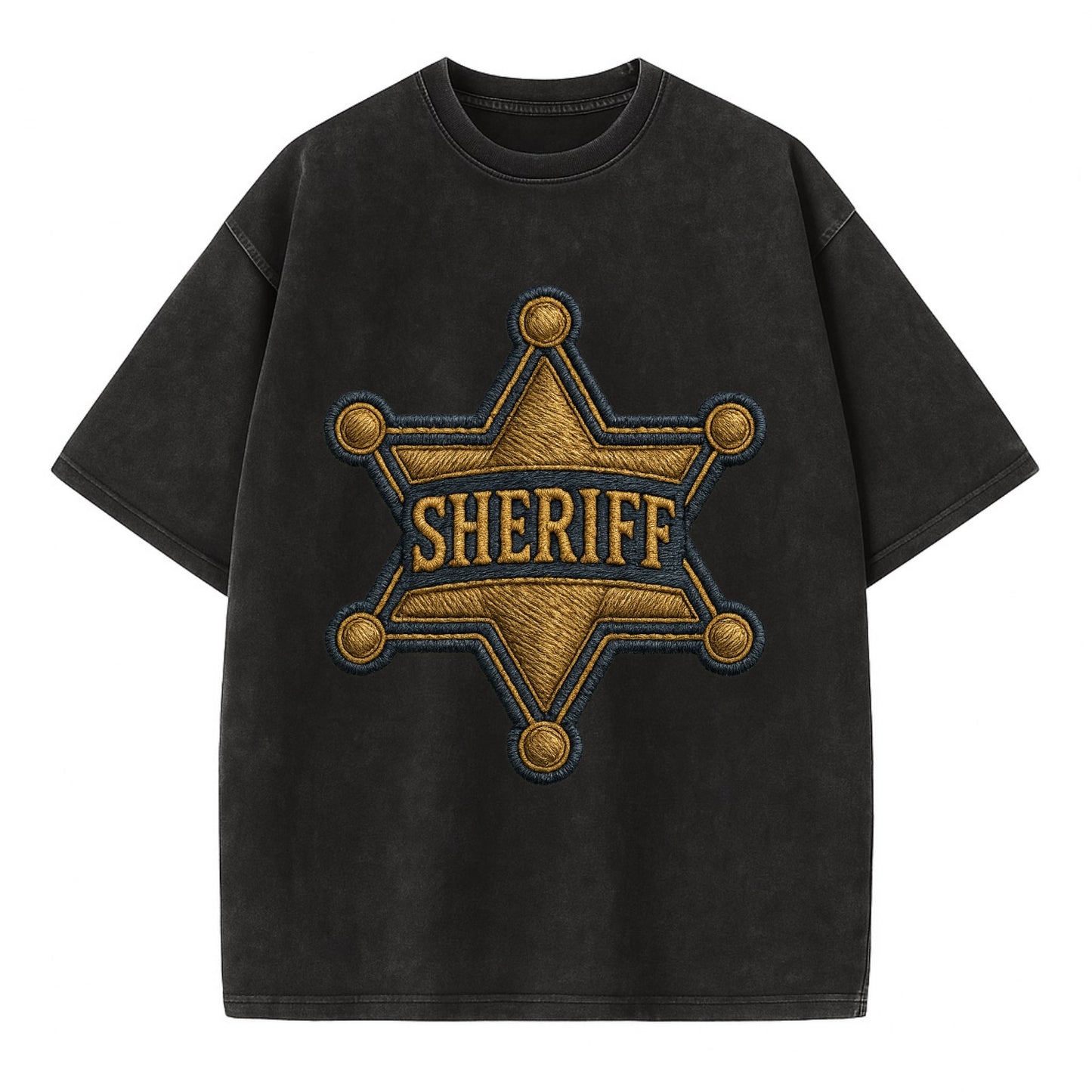Sheriff Badge  - Vintage T-shirt - Black