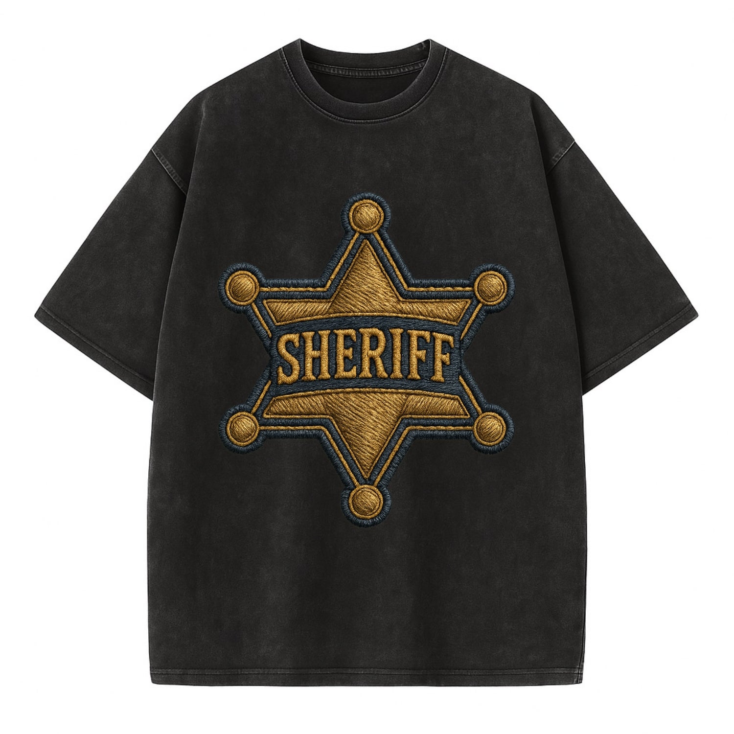 Sheriff Badge  - Vintage T-shirt - Black