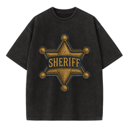 Sheriff Badge  - Vintage T-shirt - Black