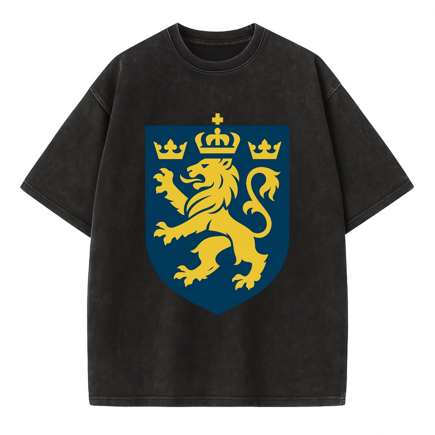 Sweden Three Crowns Emblem  - Vintage T-shirt - Black