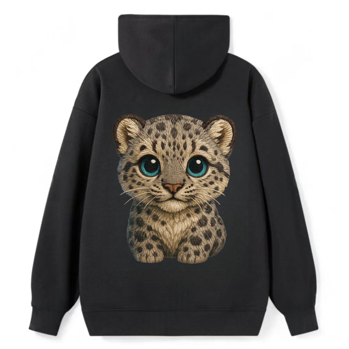 Baby Snow Leopard Cub - gray spotted, thick fur, blue-green eyes, - Classic Pullover Hoodie - Black