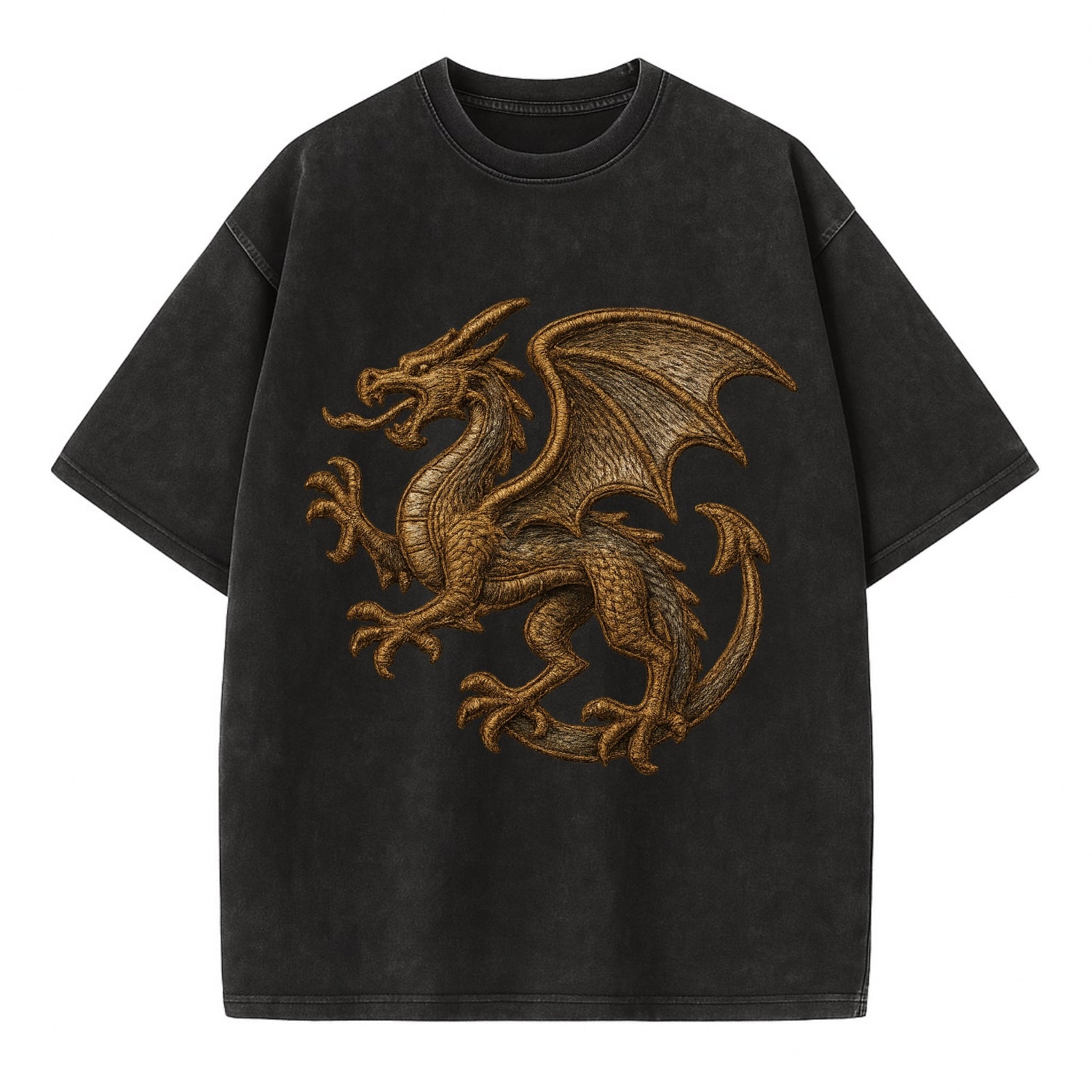 Dragon Silhouette  - Vintage T-shirt - Black