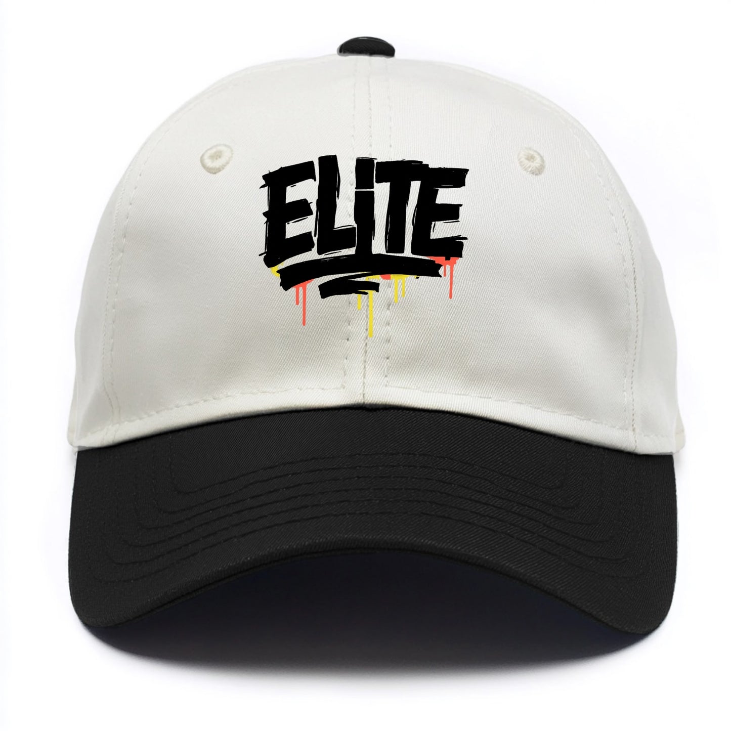 Bold typography design - "ELITE" - top tier, highest level - Two Tone Cap - Black
