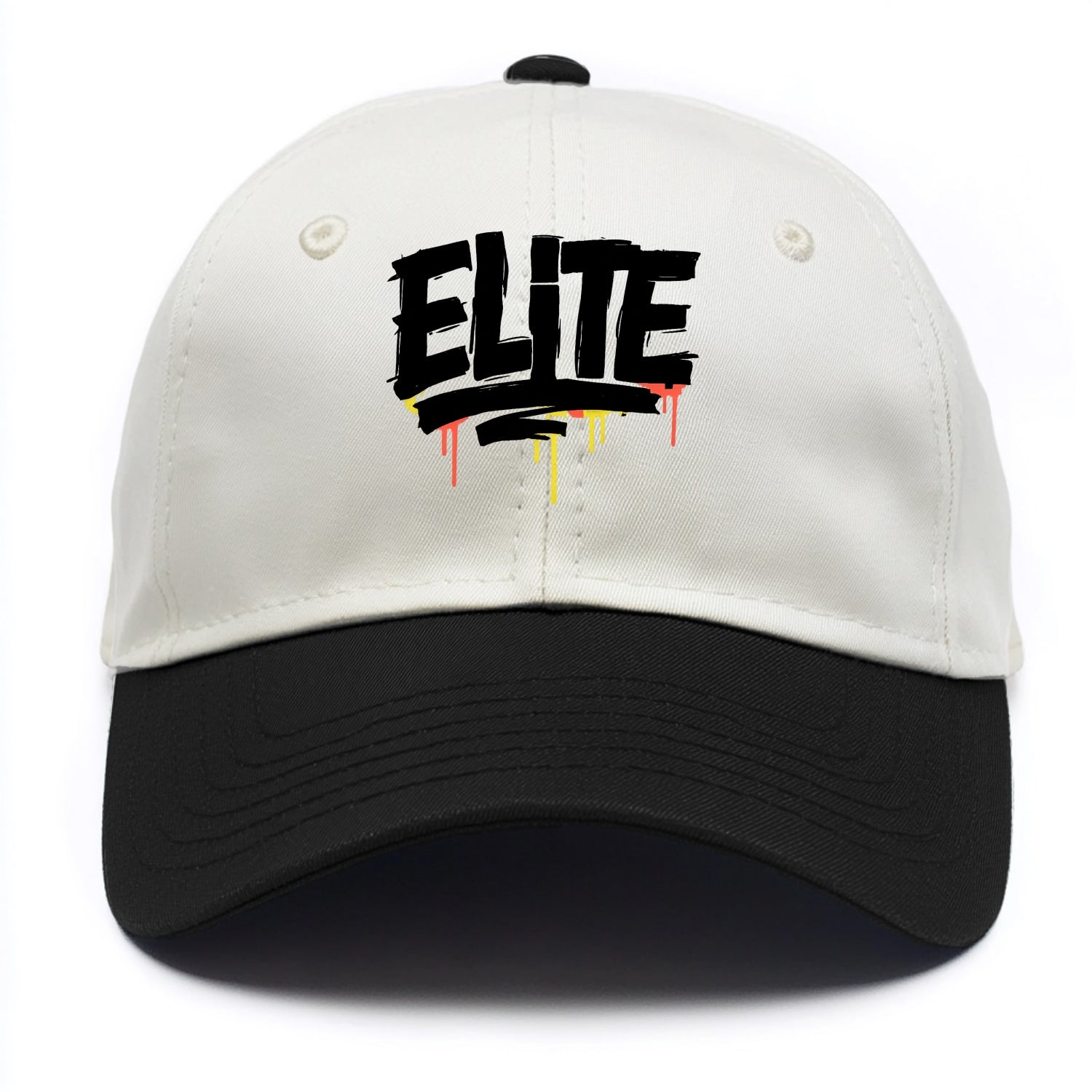 Bold typography design - "ELITE" - top tier, highest level - Two Tone Cap - Black