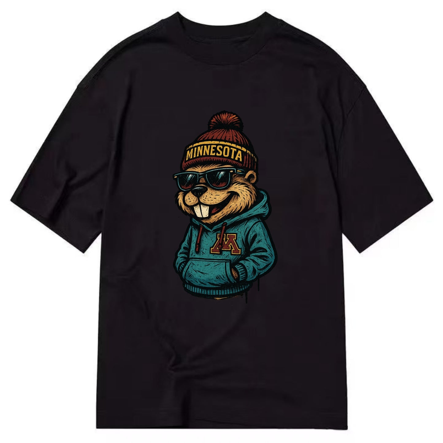 Minneapolis Gopher wearing Minnesota beanie with M patch - Classic T-shirt - Black