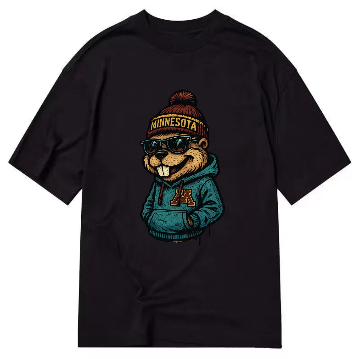 Minneapolis Gopher wearing Minnesota beanie with M patch - Classic T-shirt - Black