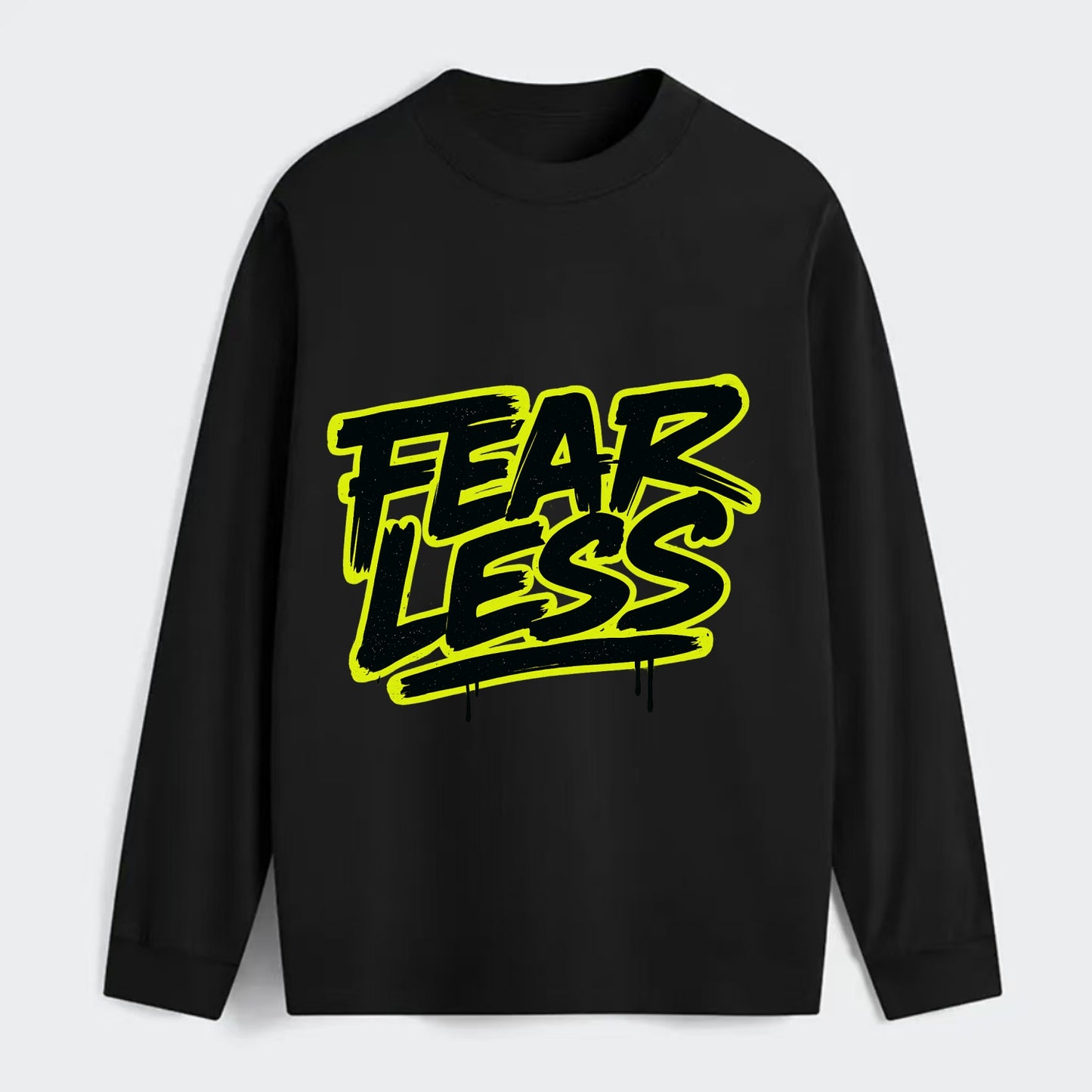 Bold typography design - "FEARLESS" - courage, bravery, facing - Classic Long Sleeve Shirt - Black