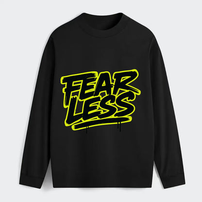Bold typography design - "FEARLESS" - courage, bravery, facing - Classic Long Sleeve Shirt - Black