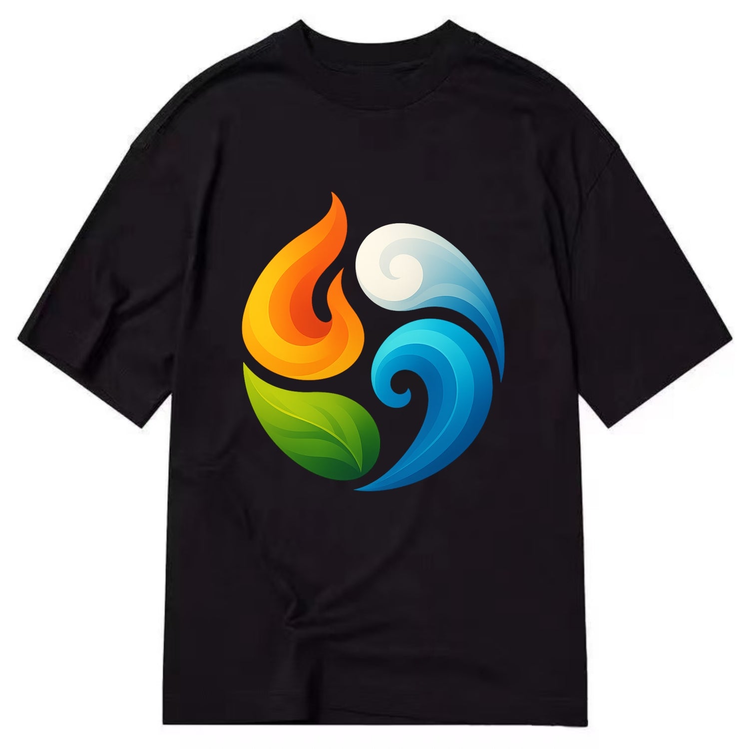 Four Elements Dance - Fire orange, water - Classic T-shirt - Black