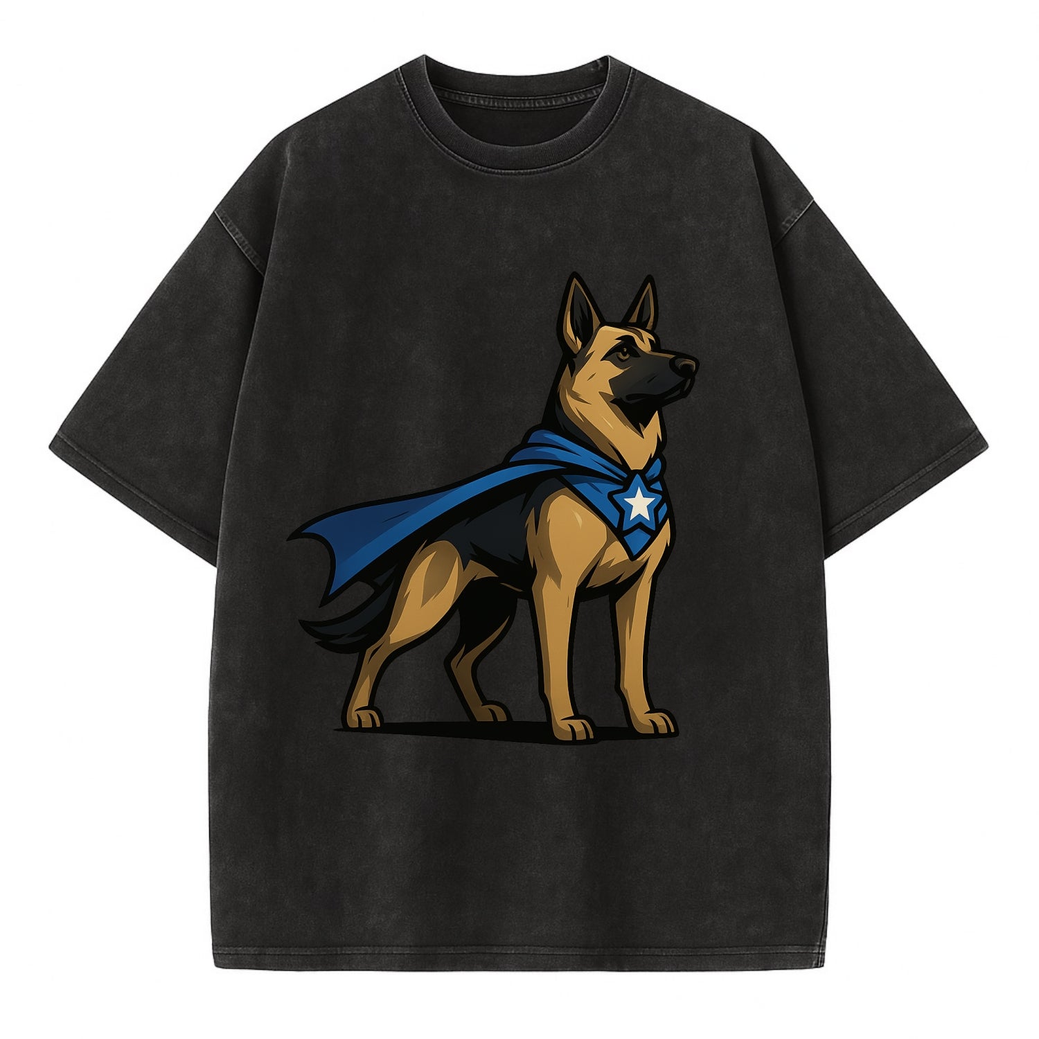 German Shepherd Patriotic Hero  - Vintage T-shirt - Black