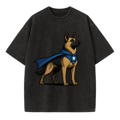 German Shepherd Patriotic Hero  - Vintage T-shirt - Black