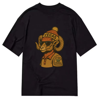 Las Vegas Desert Bighorn wearing Vegas beanie with pom pom and wayfarer sunglasses - Classic T-shirt - Black
