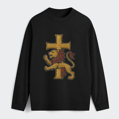 Lion and Cross  - Classic Long Sleeve Shirt - Black