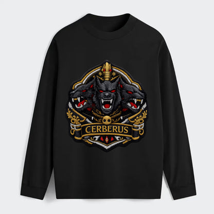 CERBERUS THREE HEADS - triple hound in black and red , underworld - Classic Long Sleeve Shirt - Black