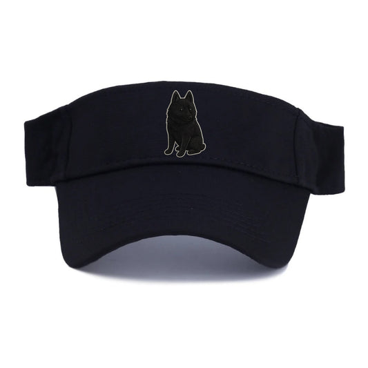Schipperke - Solid black small embroidered sitting pose - Visor - Black