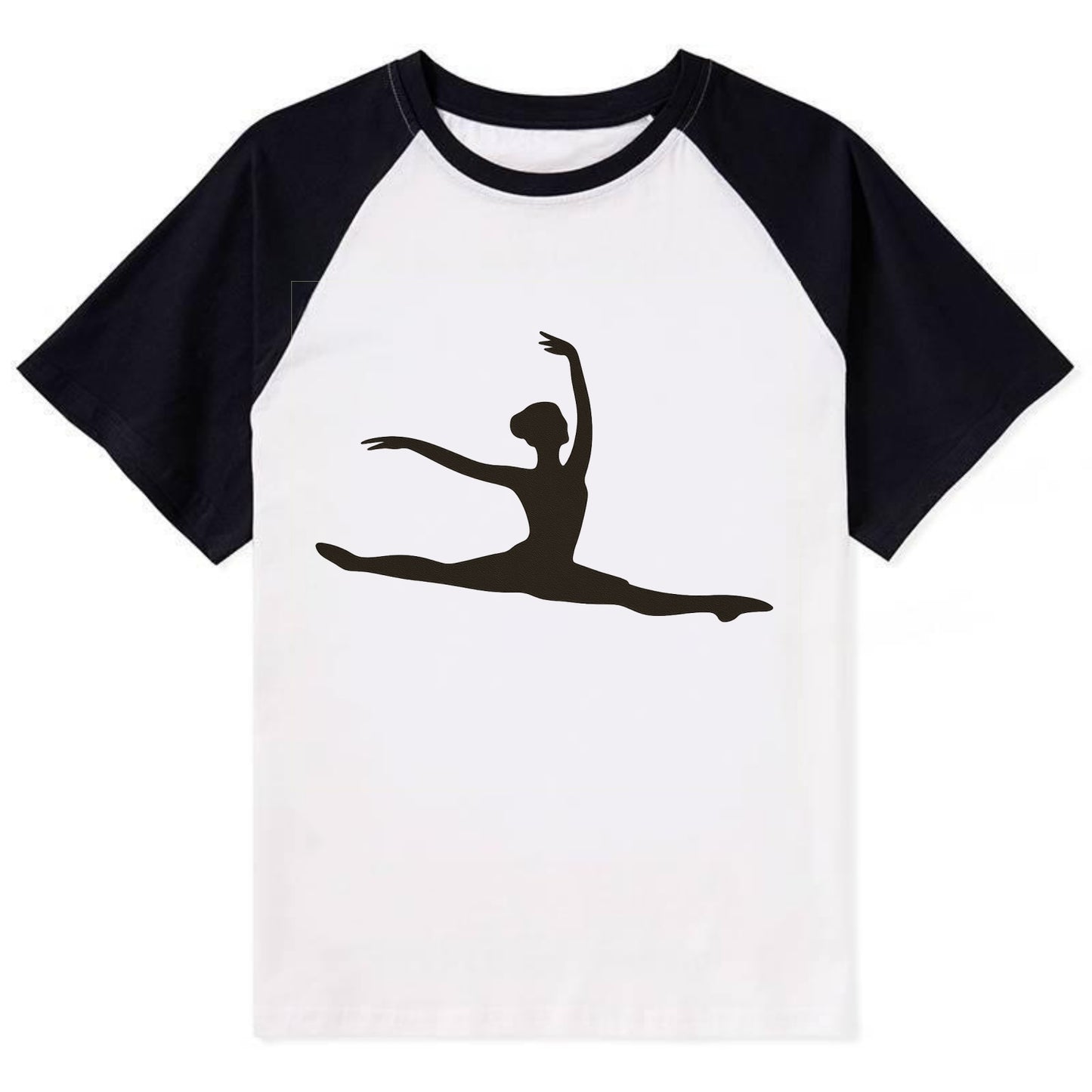 Ballet dancer in grand jete leap - Contrast Raglan T-shirt - Black