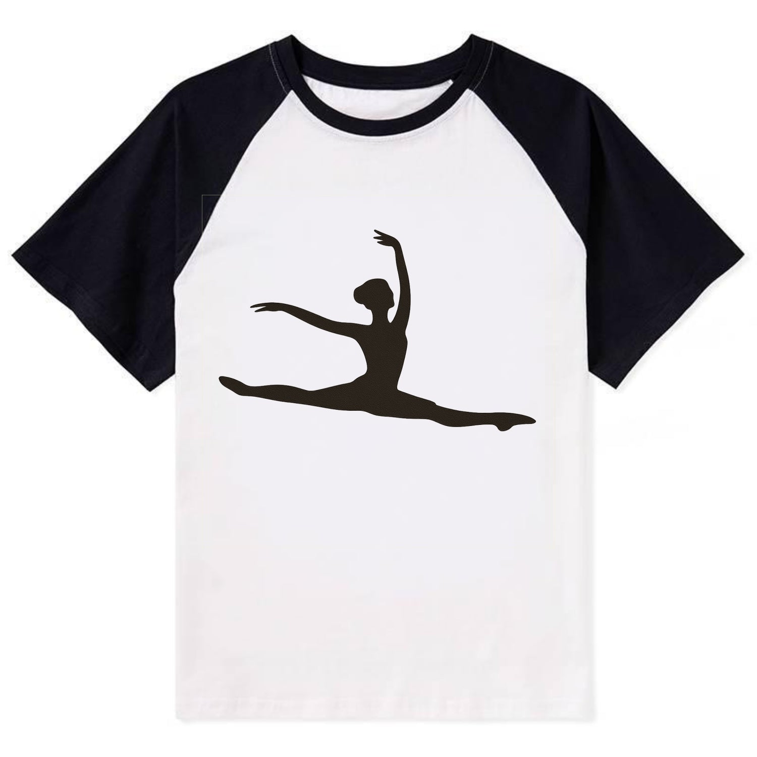 Ballet dancer in grand jete leap - Contrast Raglan T-shirt - Black
