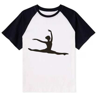 Ballet dancer in grand jete leap - Contrast Raglan T-shirt - Black