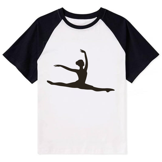 Ballet dancer in grand jete leap - Contrast Raglan T-shirt - Black