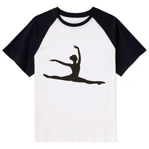 Ballet dancer in grand jete leap - Contrast Raglan T-shirt