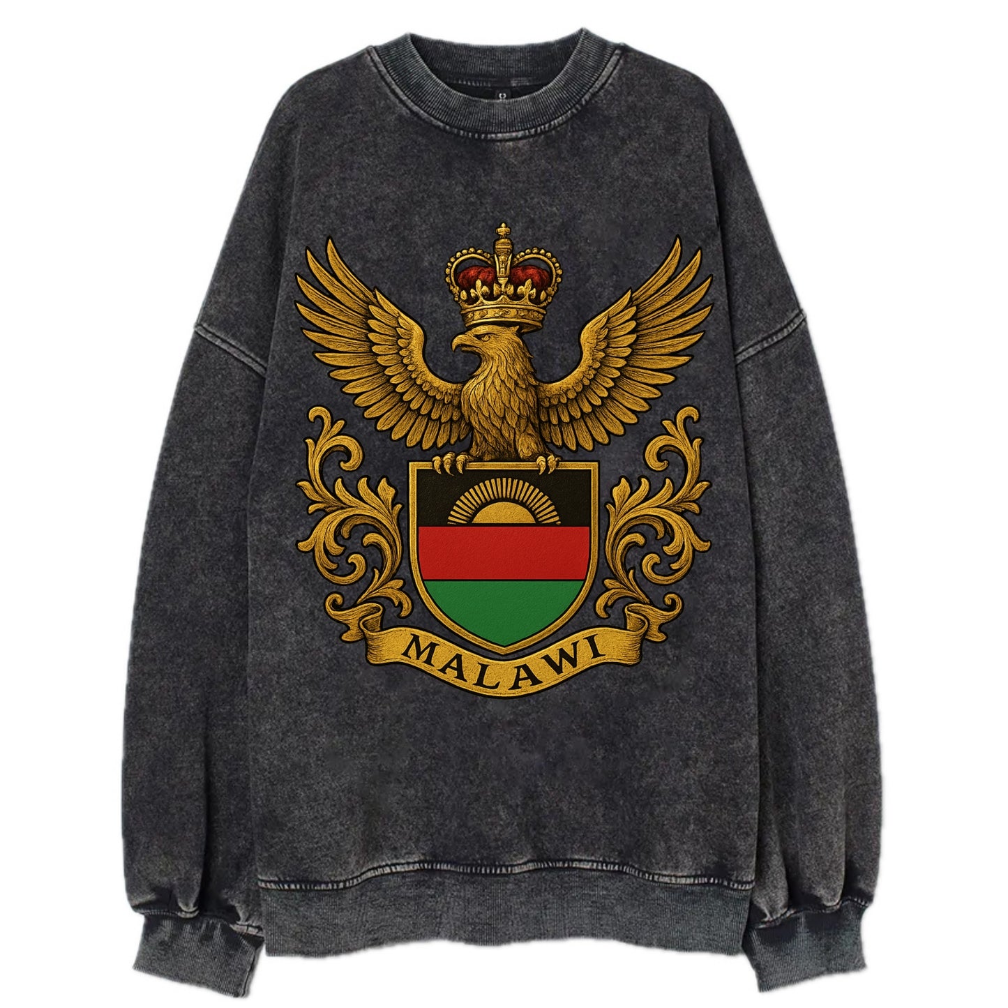 Malawi Royal Logo  - Vintage Sweatshirt - Black