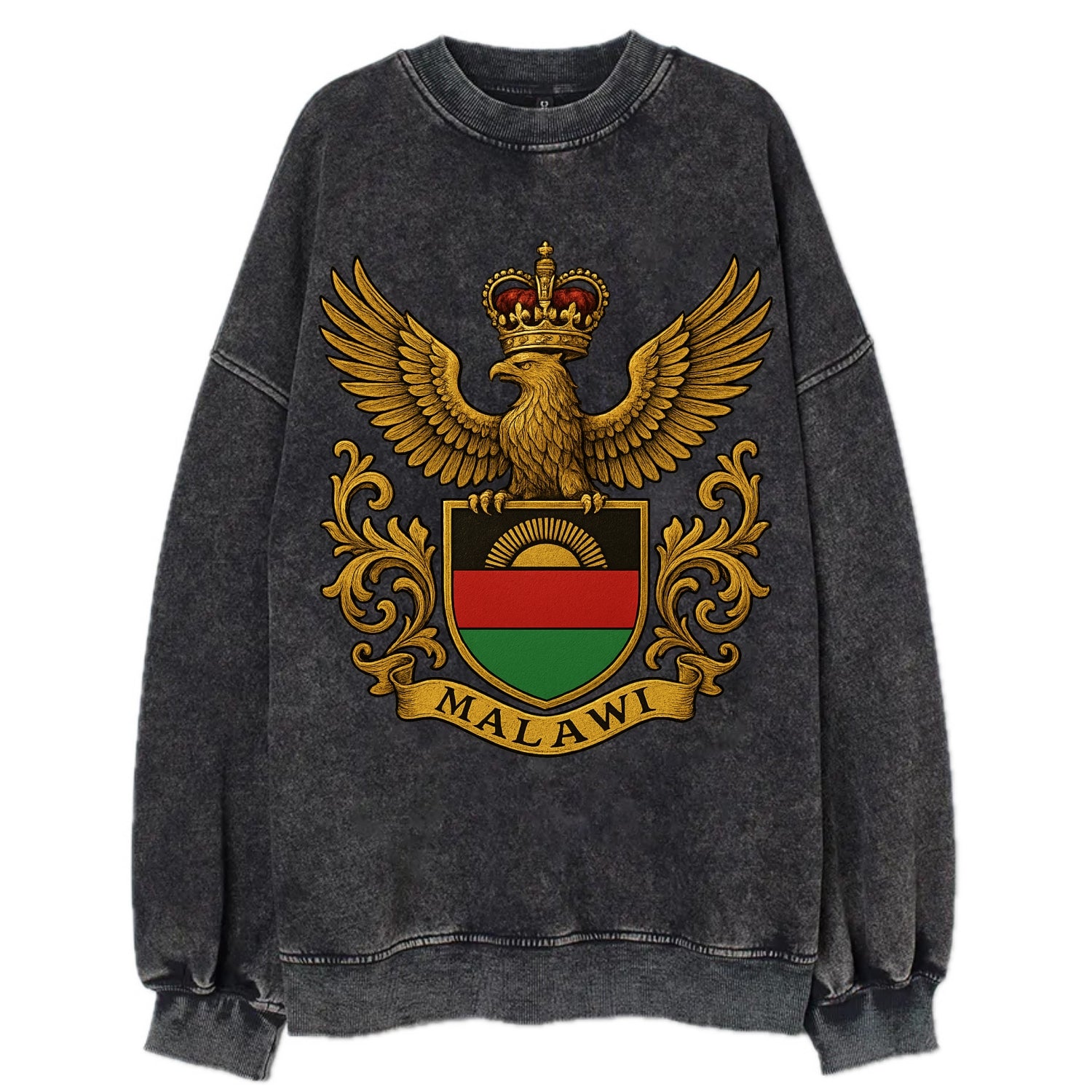 Malawi Royal Logo  - Vintage Sweatshirt - Black