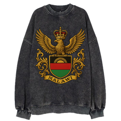 Malawi Royal Logo  - Vintage Sweatshirt - Black
