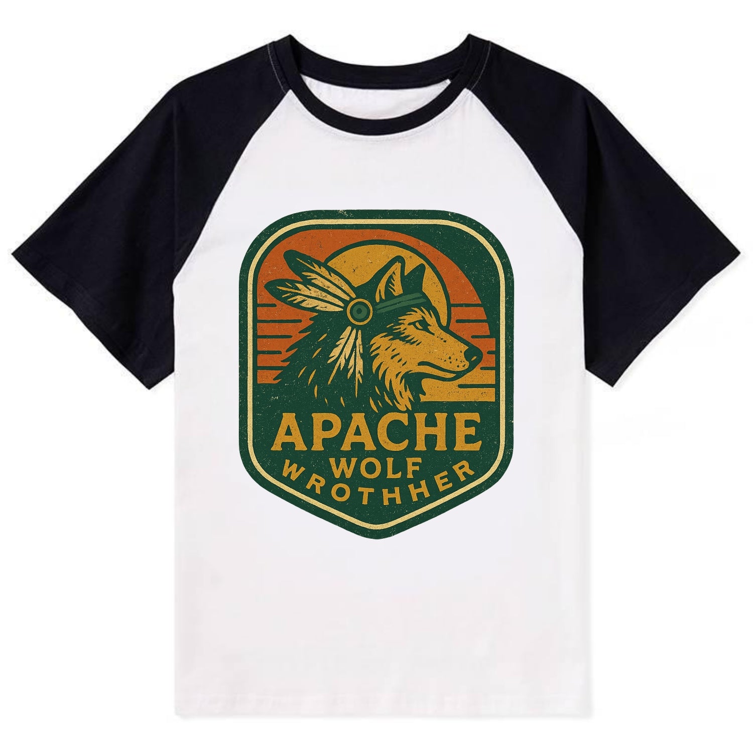 Apache Wolf Brother  - Contrast Raglan T-shirt - Black