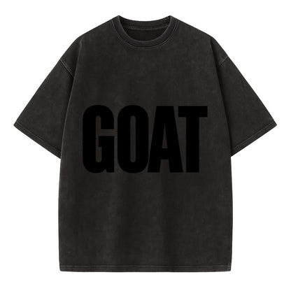 Bold typography design - "GOAT" - greatest of all time - Vintage T-shirt - Black