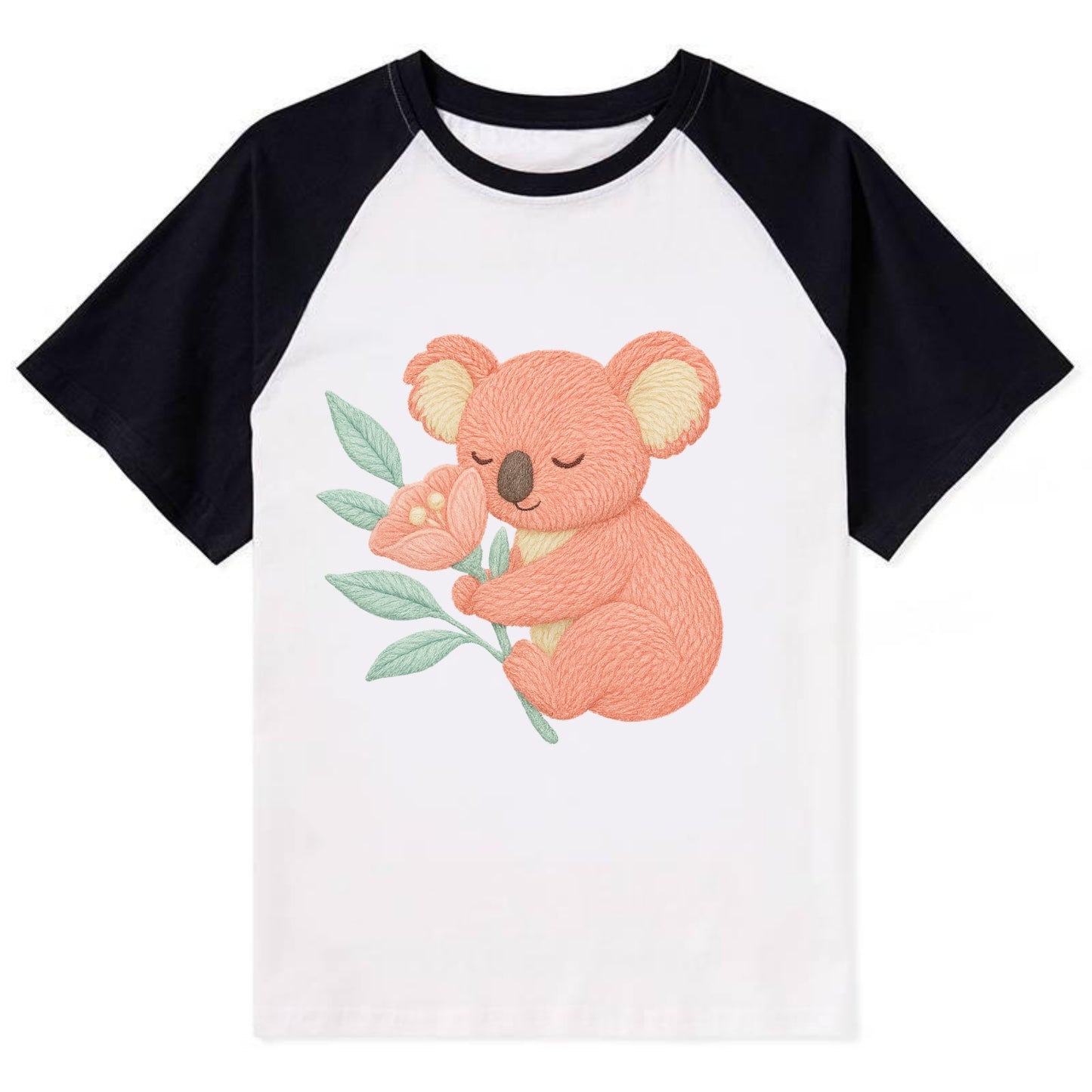 Coral Koala - Contrast Raglan T-shirt - Black