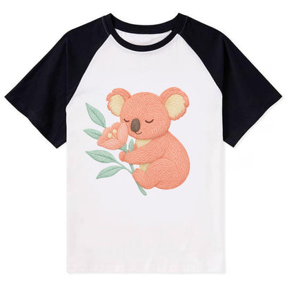 Coral Koala - Contrast Raglan T-shirt - Black