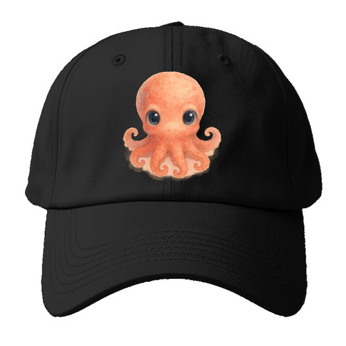 Baby Octopus - red-orange, eight tiny tentacles curled, large - Baseball Cap For Big Heads