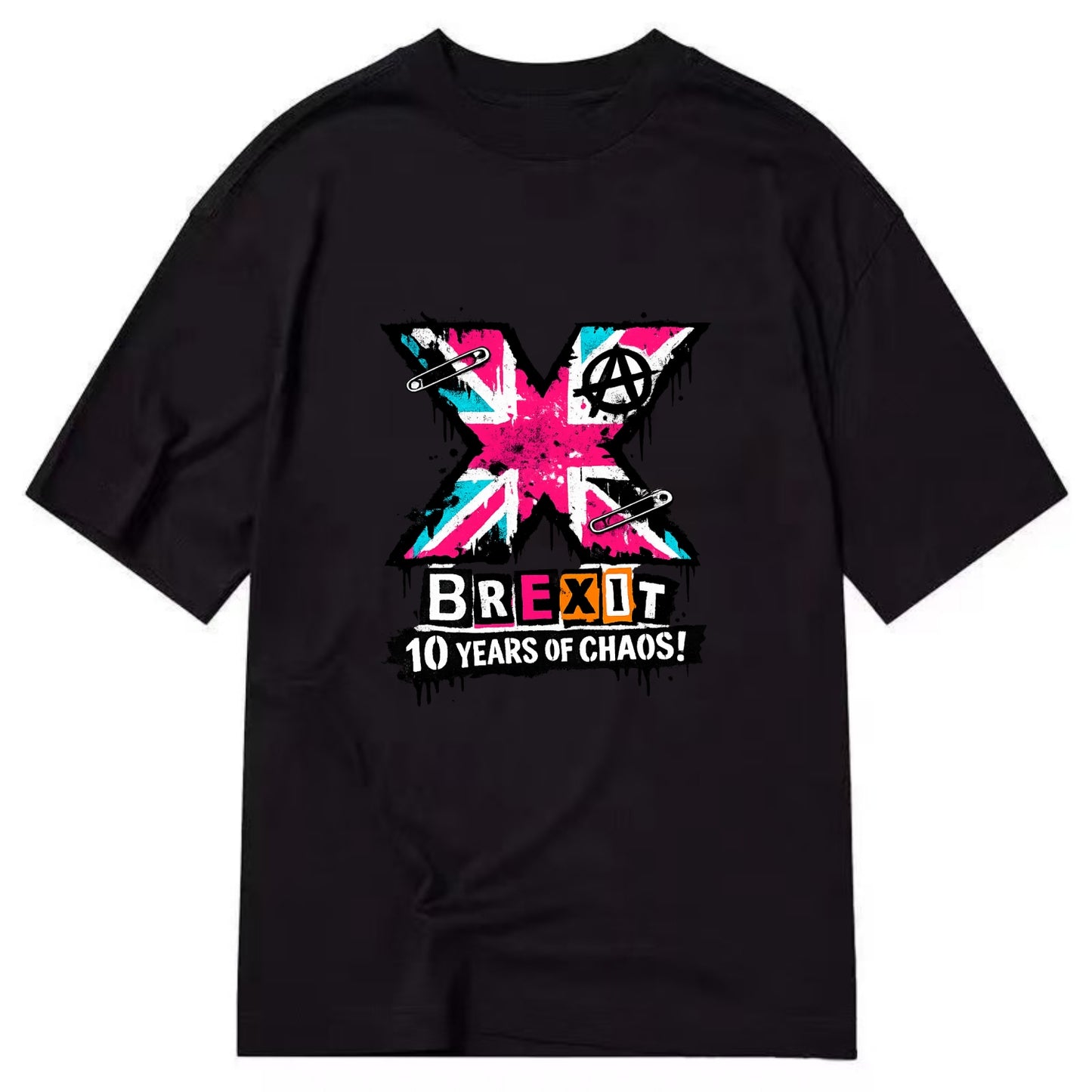 X YEARS | Roman numeral X massive | Union Jack fill pattern | Bold statement - Classic T-shirt - Black